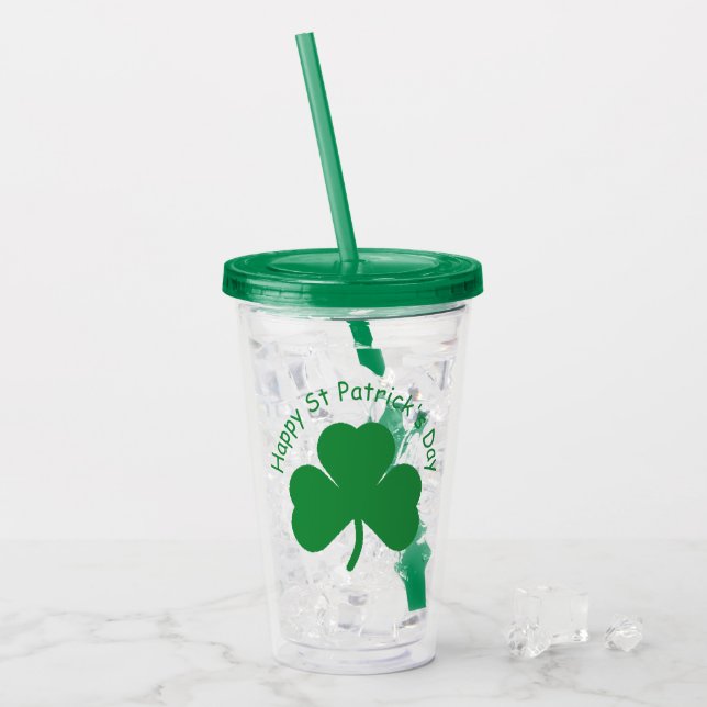 Verre En Acrylique Bonne Saint Patrick's Day (Devant glace)