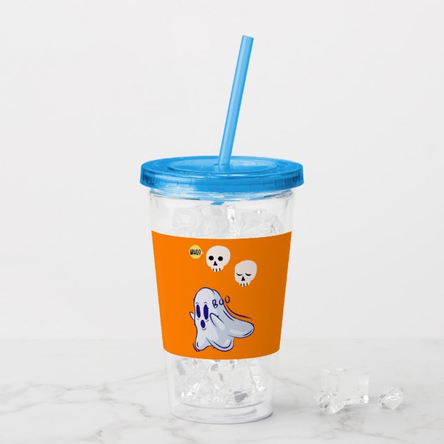 Verre En Acrylique Boo Ghost UK 31 Éffrayant USA Crâne Octobre Hallow (Dos glace)