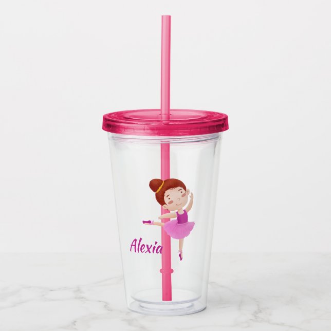 Verre En Acrylique Boug de Ballet personnalisable avec nom - Ballerin (Devant)