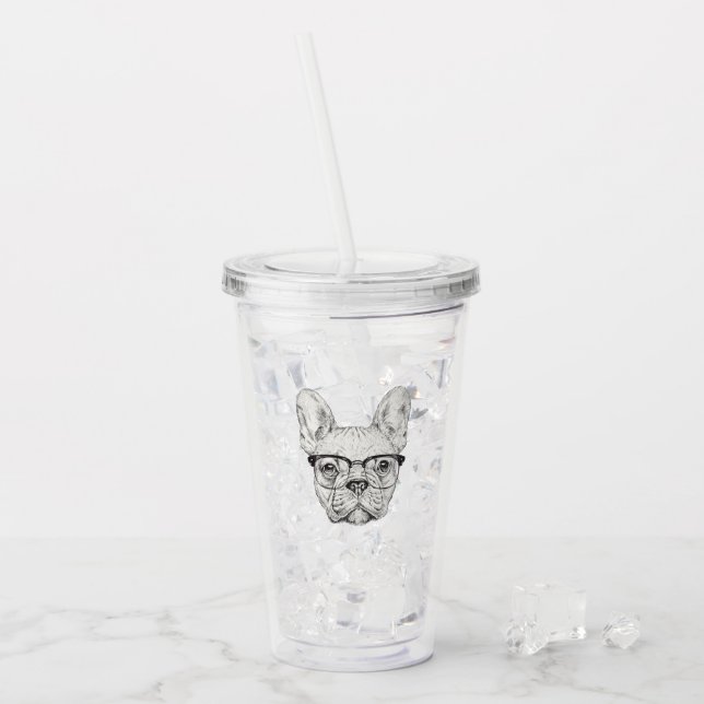 Verre En Acrylique Bouledogue de hippie (Devant glace)