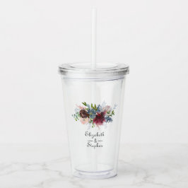 Verre En Acrylique Bourgogne, marine et Mariage rose pâle