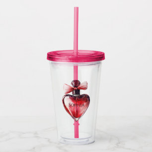 Verre En Acrylique Bouteille de parfum du coeur rouge
