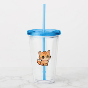 Verre En Acrylique Bouteille en acrylique de chaton roux mignon