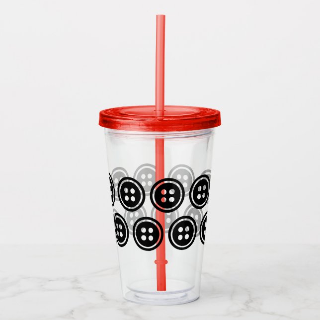Verre En Acrylique Bouton noir personnalisé 16 oz, effacer (Devant)