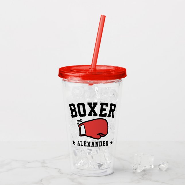 Verre En Acrylique Boxeur de boxe personnalisé (Dos glace)