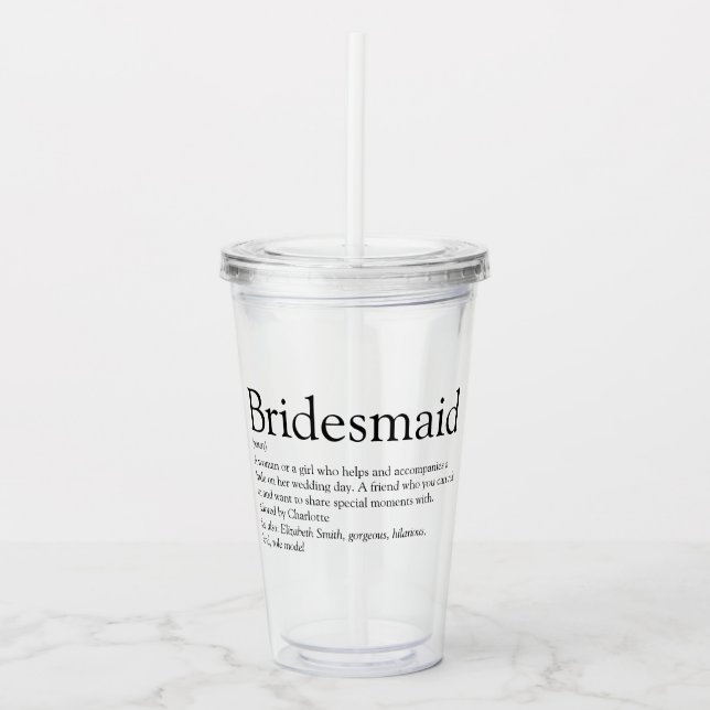 Verre En Acrylique Bridesmaid Définition personnalisée Favoriser (Devant)