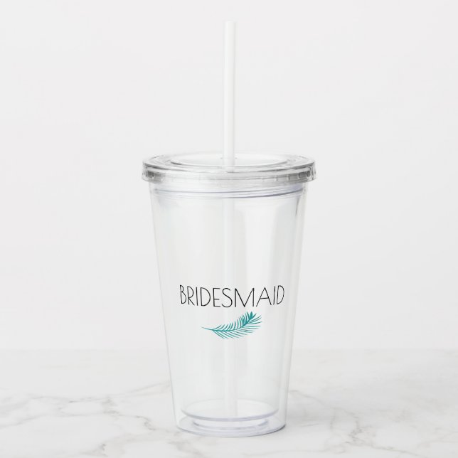Verre En Acrylique Bridesmaid Palm Feuille Bachlorette (Devant)