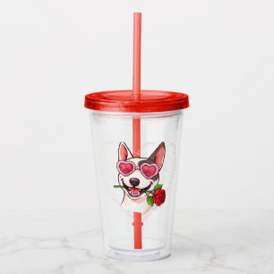 Verre En Acrylique Bull terrier heureux