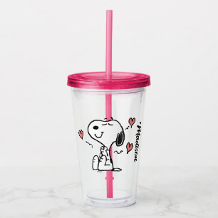 Verre En Acrylique cacahuètes   Coeurs de snoopy