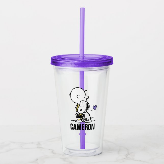 Verre En Acrylique cacahuètes | Saint Valentin | Charlie Brown & Snoo (Devant)