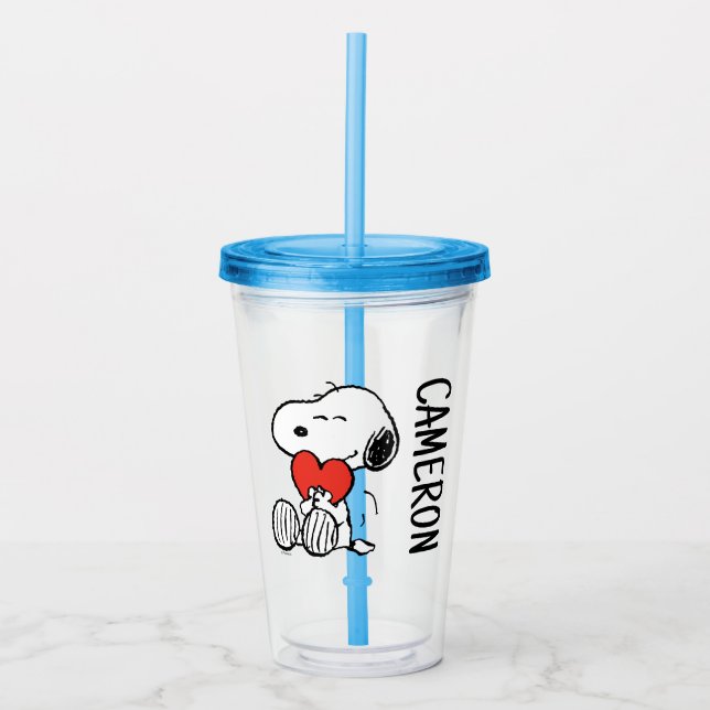 Verre En Acrylique cacahuètes | Saint Valentin | Snoopy Heart Hug (Devant)