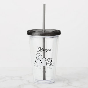 Verre En Acrylique cacahuètes Snoopy Construit Un Snowman Ajouter