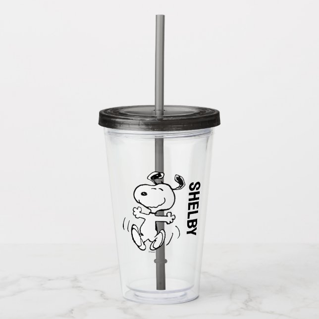 Verre En Acrylique cacahuètes | Une Danse Heureuse Snoopy (Devant)
