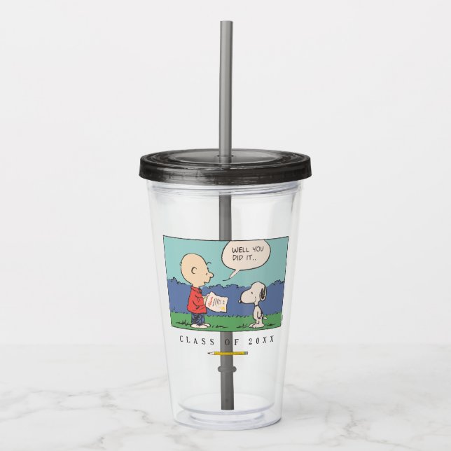Verre En Acrylique Cachou Charlie Brown Snoopy Bien Vous l'avez fait  (Devant)