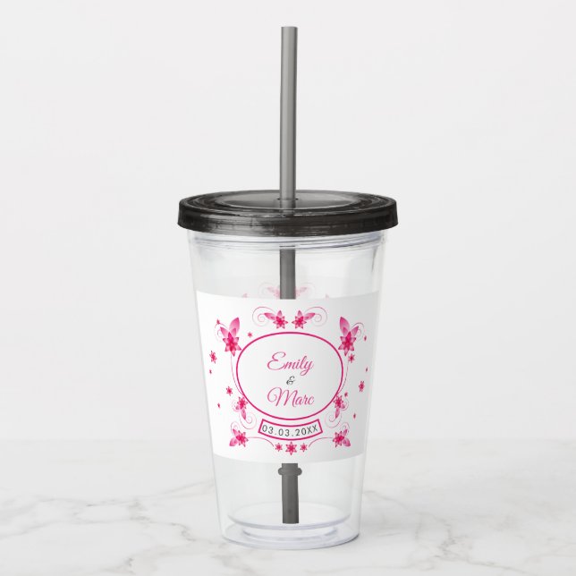 Verre En Acrylique Cadre Floral rose (Devant)