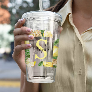 Verre En Acrylique Cadres et Feuilles de citrons jaunes modernes avec