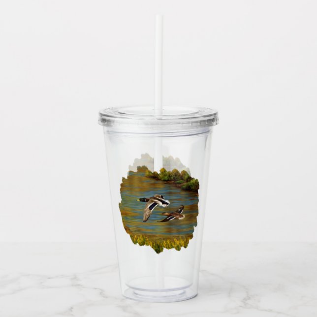 Verre En Acrylique Canards-Majards Survolant L'Étang (Devant)