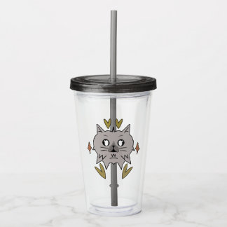Verre En Acrylique Caneca simples com gatinho cinza 