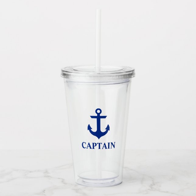 Verre En Acrylique Capitaine Ancre nautique (Devant)