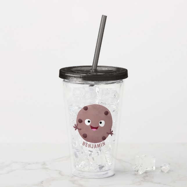 Verre En Acrylique Caricature de biscuit à puce en chocolat (Dos glace)