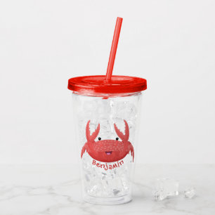 Verre En Acrylique Caricature de crabe rouge cuite