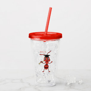 Verre En Acrylique Caricature de fourmi rouge joyeux