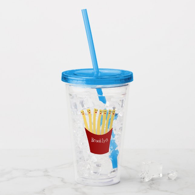 Verre En Acrylique Caricature de frites Cute kawaii fast food (Devant glace)