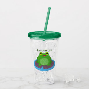 Verre En Acrylique Caricature de grenouille verte mignonne