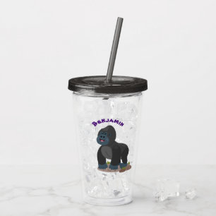 Verre En Acrylique Caricature de gros gorilles joyeux