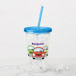 Verre En Acrylique Caricature de voitures Cute kawaii