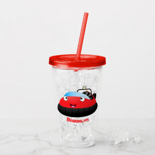 Verre En Acrylique Caricature d'hovercraft rouge joyeux