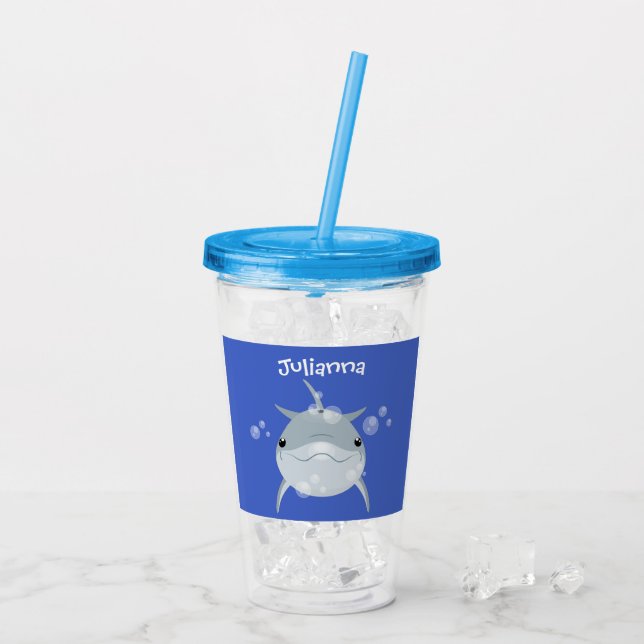 Verre En Acrylique Caricature joli dauphin kawaii kawaii (Dos glace)