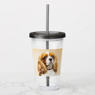 Verre En Acrylique Cavalier King Charles Spaniel Peinture originale