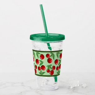 Verre En Acrylique Cerises rouges partout sur Motif personnalisable