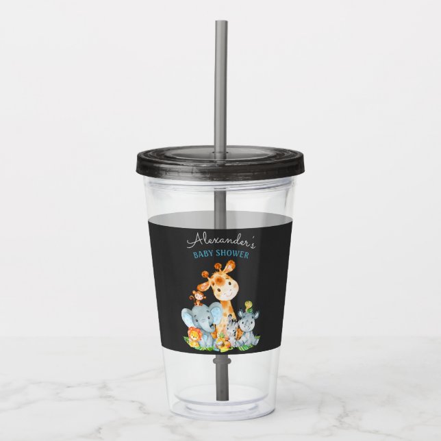 Verre En Acrylique Chalkboard Watercol Cute Safari Jungle Baby shower (Devant)