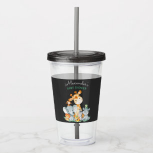 Verre En Acrylique Chalkboard Watercol Cute Safari Jungle Baby shower