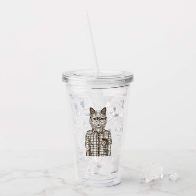 Verre En Acrylique Chat de hippie (Devant glace)