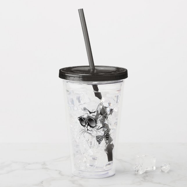 Verre En Acrylique Chat frais (Devant glace)