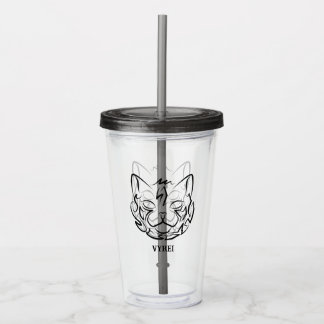Verre En Acrylique Chat tribal noir et blanc
