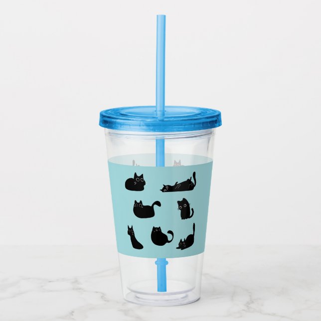 Verre En Acrylique Chats noirs amusants (Devant)