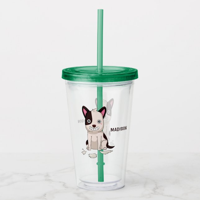Verre En Acrylique Cher & Drôle Chien personnalisable nom tumblards (Devant)
