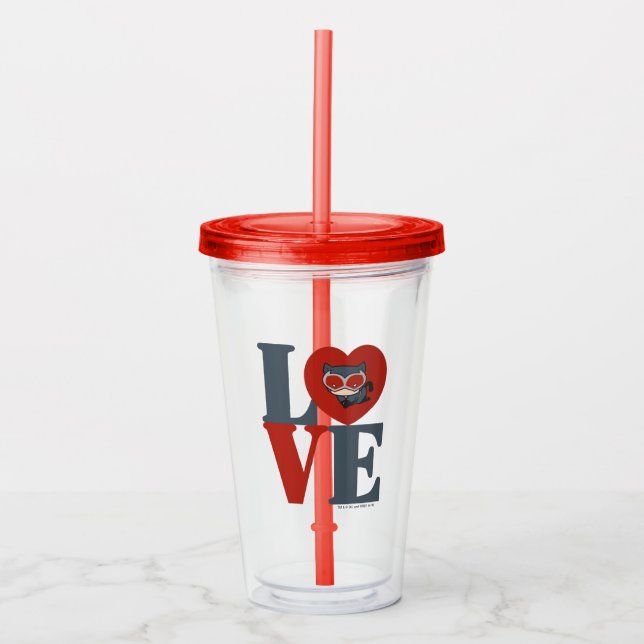 Verre En Acrylique Chibi Catwoman LOVE (Devant)