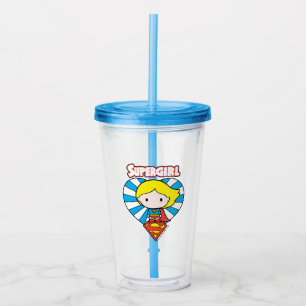 Verre En Acrylique Chibi Supergirl Starburst Coeur et logo