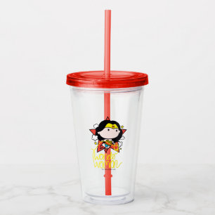 Verre En Acrylique Chibi Wonder Woman Voler Avec Lasso