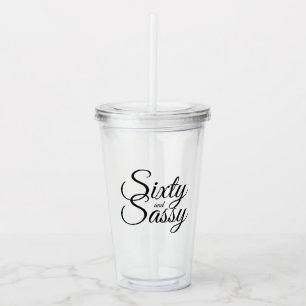 Verre En Acrylique Chic Black Script Sixty Sassy 60e anniversaire
