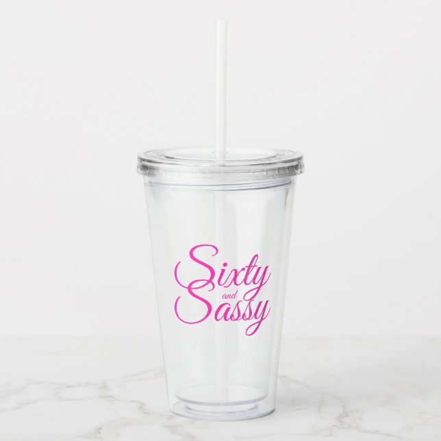 Verre En Acrylique Chic Bright Pink Script Sixty Sassy 60e anniversai (Devant)