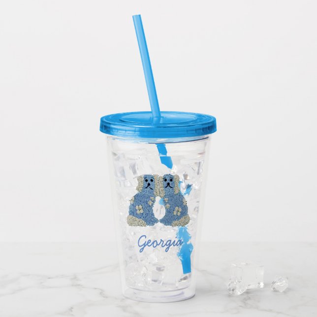 Verre En Acrylique Chiens du Staffordshire Bleu Ginger Jars (Devant glace)