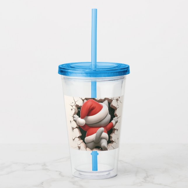 Verre En Acrylique Christmas Cat 3D (Devant)
