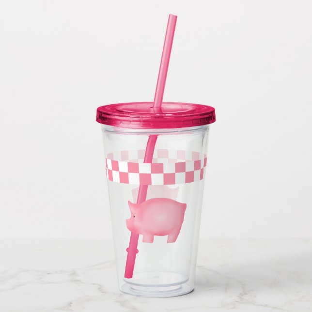 Verre En Acrylique Cochon rose (Dos)
