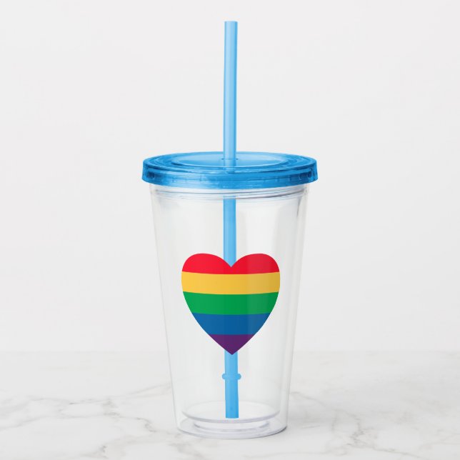 Verre En Acrylique Coeur de la fierté arc-en-ciel (Devant)